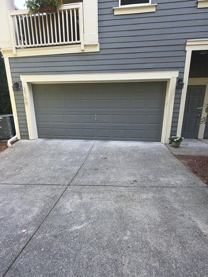 Two-car garage door after a service visit